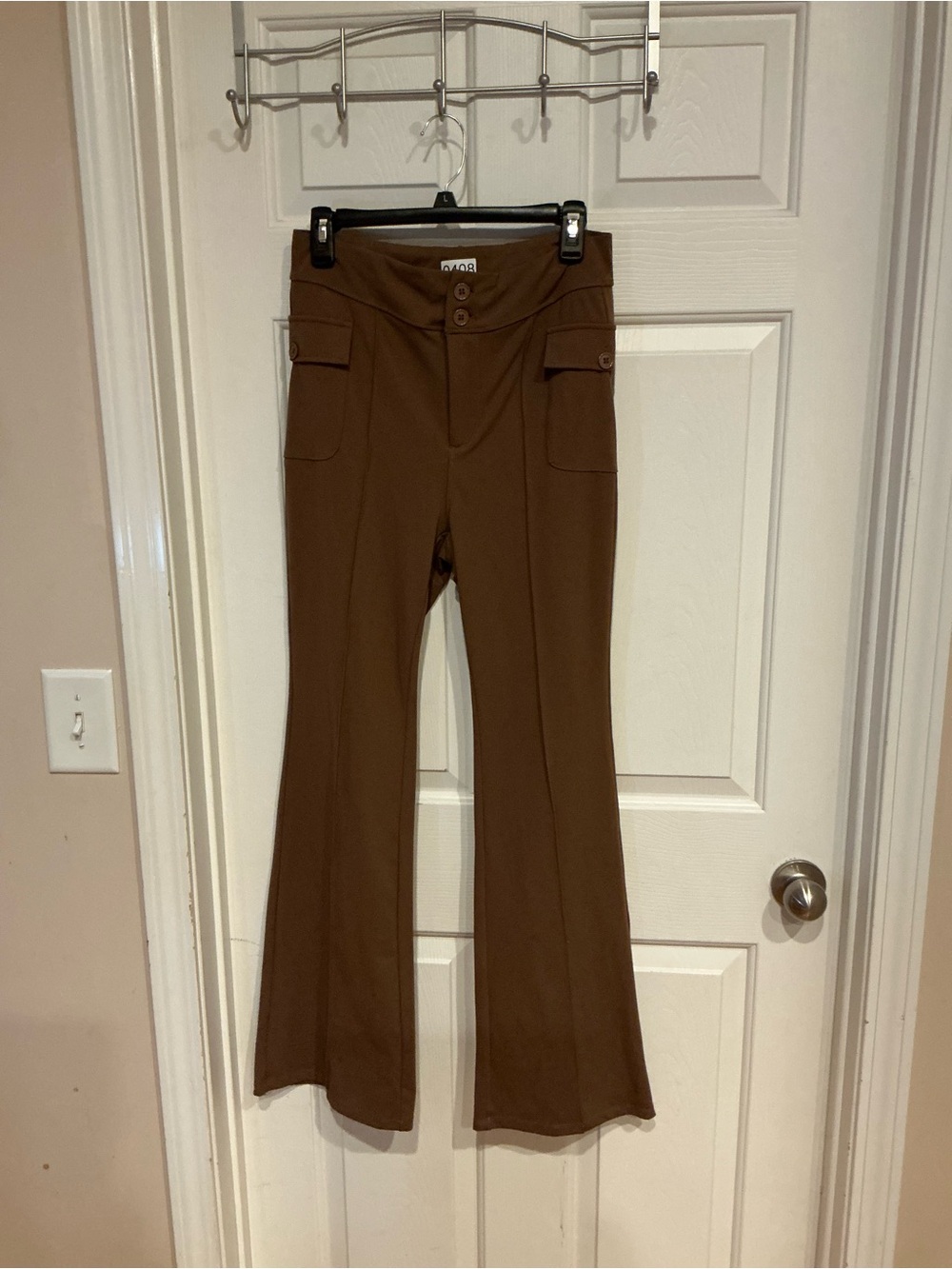 HALARA Brown Flared Pants with Front Flap Pockets